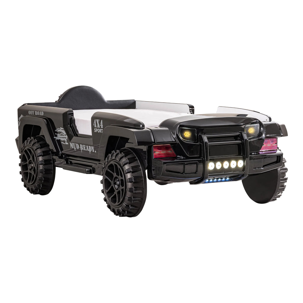 Furniture of America Terra Kids Plastic Twin SUV Bed with LED and Sound, Black - image 11