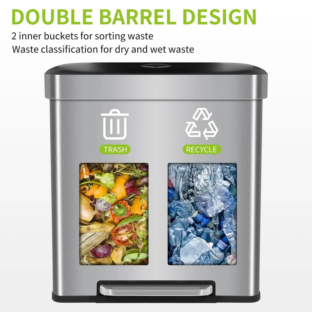 Bigacc 13 Gallon 50 Liter Kitchen Trash Can with Touch-Free & Motion Sensor, Automatic Stainless-Steel Garbage Can, Anti-Fing
