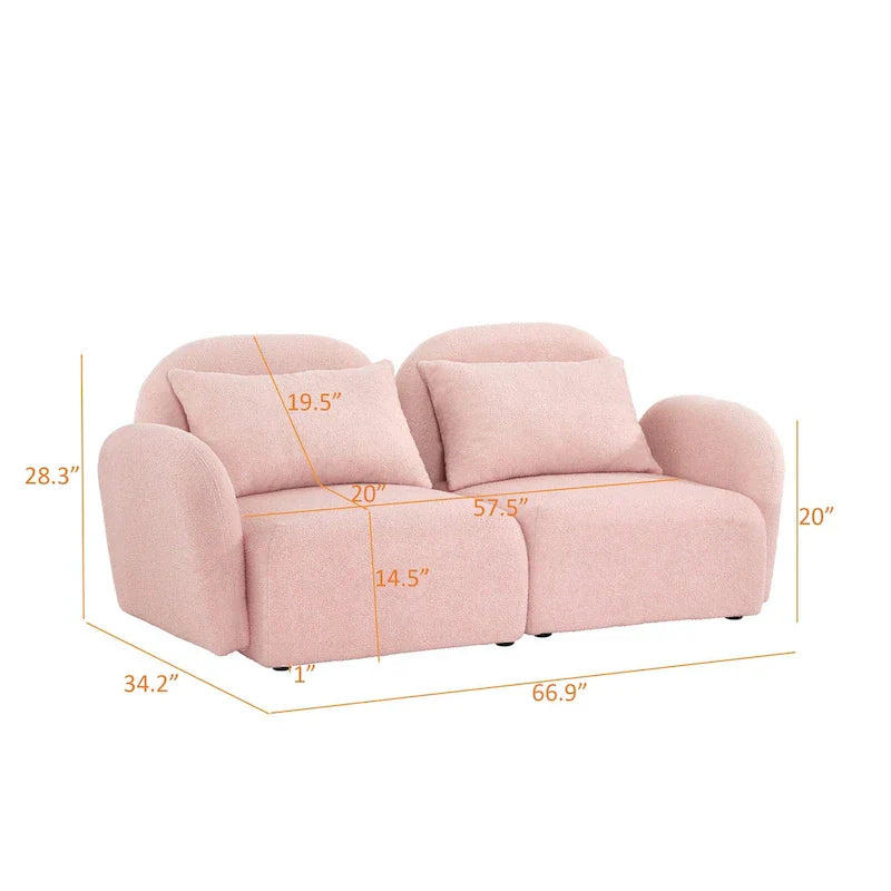 White Teddy Fabric Lazy Loveseat for Living Room - image 17