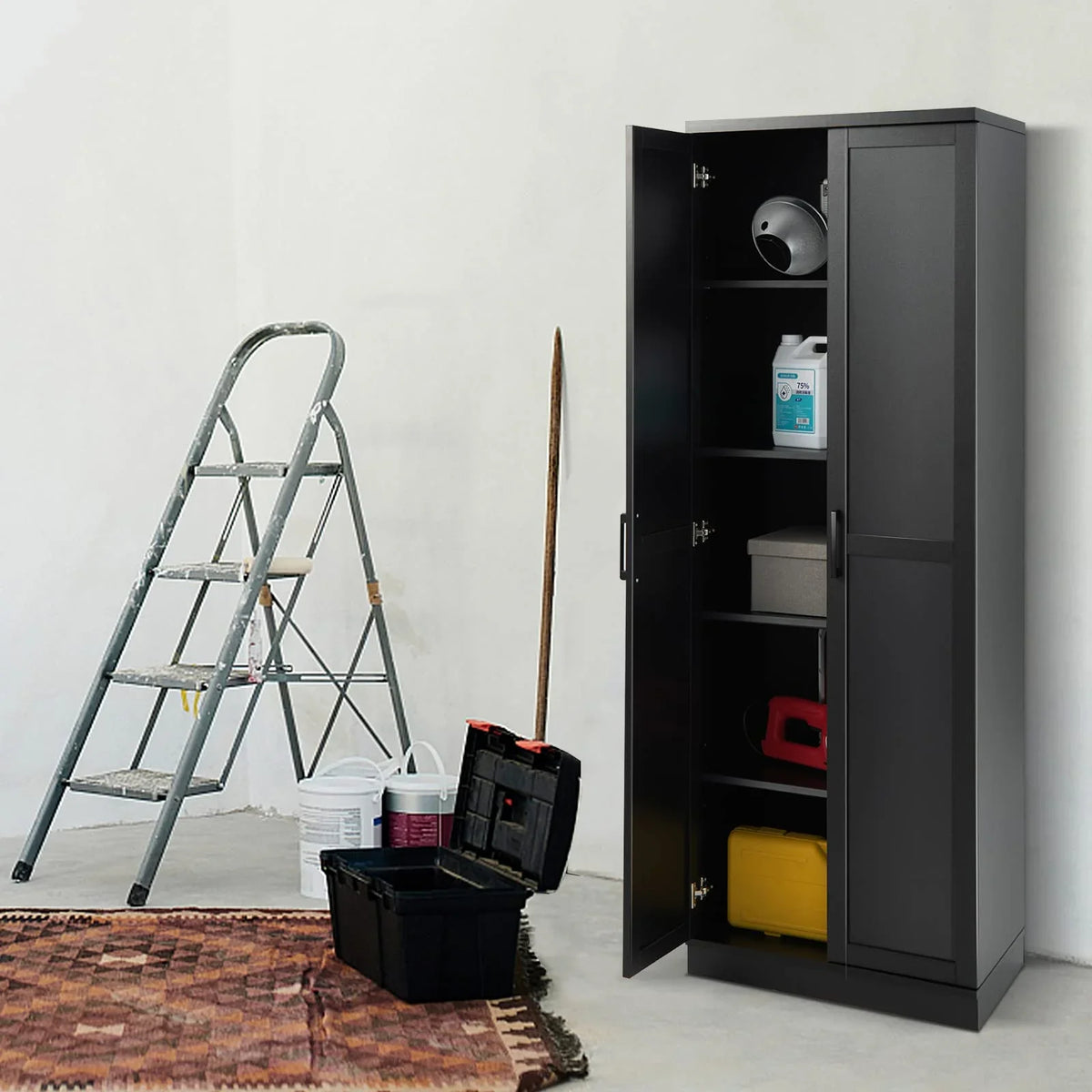 Giantex 178 cm Kitchen Pantry Cabinet, Utility Storage Cabinet w/ 2 Doors & 5 Shelves - image 4