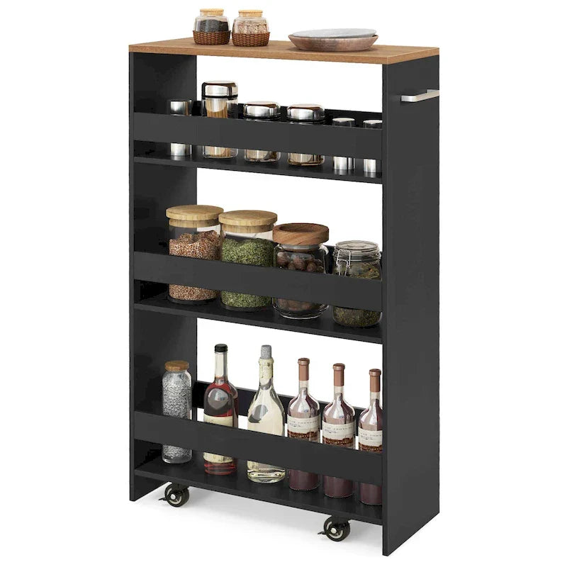 Costway 4-Tier Slim Rolling Kitchen Cart with Wheels - 8 Storage Compartments - image 8