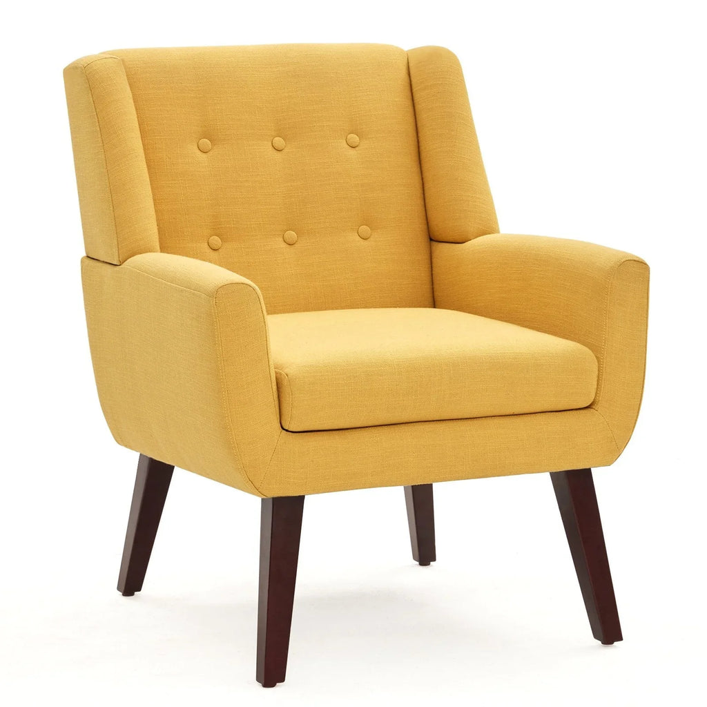 HUIMO Accent Chair, Button-Tufted Upholstered Living Room Chairs, Mid Century Modern Comfy Reading Chairs for Bedroom, Living