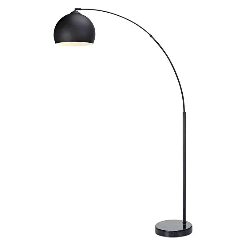 Arc Floor Lamp with Chrome Bell Shade and Faux White Marble Base for Living Room, Home Office, Dining Room, Bedroom