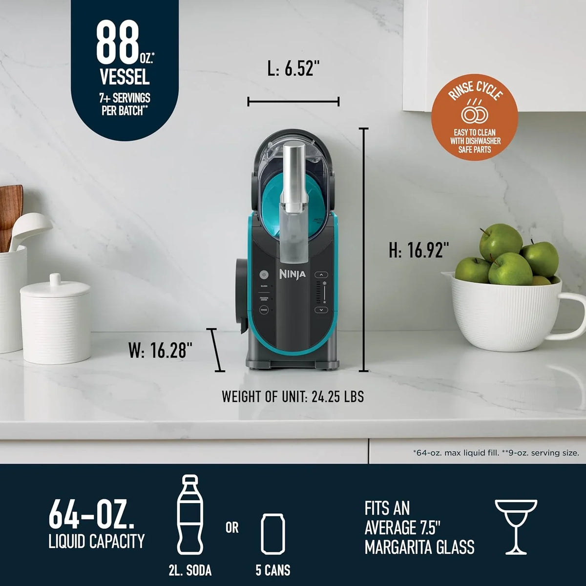 SLUSHi with RapidChill Technology, 88 oz. Frozen Drink & Slushie Machine, 5 Preset Programs, Margaritas, Frappés, and More, P