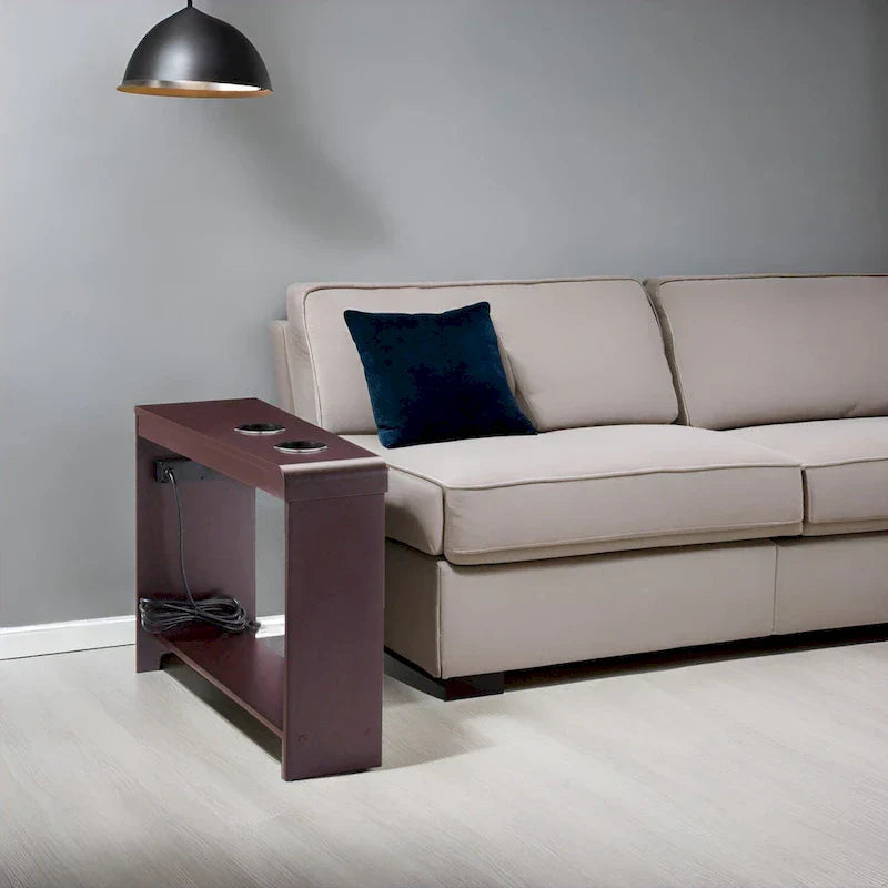 Compact Charging Side Table - Nightstand with Storage, Dual Power Outlets & USB Ports - image 5