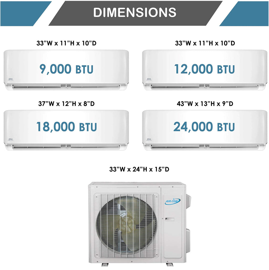 2 Zone Mini Split 9000 12000 Ductless Air Conditioner Pre-Charged Dual Zone 21 Seer Mini Split Includes