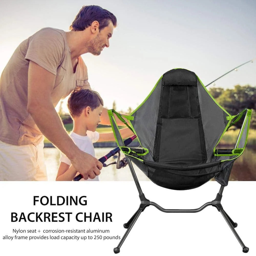 VEANERWOOD Hammock Camping Chair Folding Rocking Chair with Pocket Steel Heavy Duty Portable Camping Chair with High Back Out