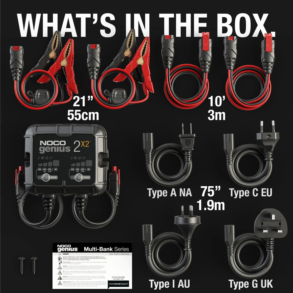NOCO GENIUS2X2: 2-Bank 4A (2A/Bank) 6V/12V Smart Battery Charger, Maintainer and Desulfator - image 7