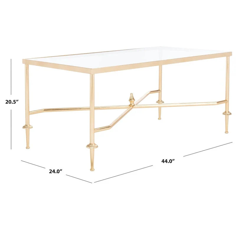 SAFAVIEH Couture Araminta Gold Leaf Coffee Table - Dimensions: 44" W x 24" L x 20.5" H - image 3