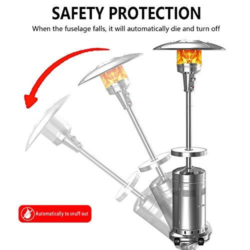 2 Set 48,000-BTU Umbrella Patio Propane Heater with Wheels,Stainless Steel Patio Heater,Stainless Steel Floorstanding Liquid 