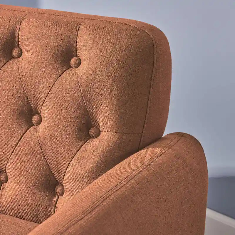 Mid Century Tufted Sofa with Cushioned Seat and Wooden Legs - image 7