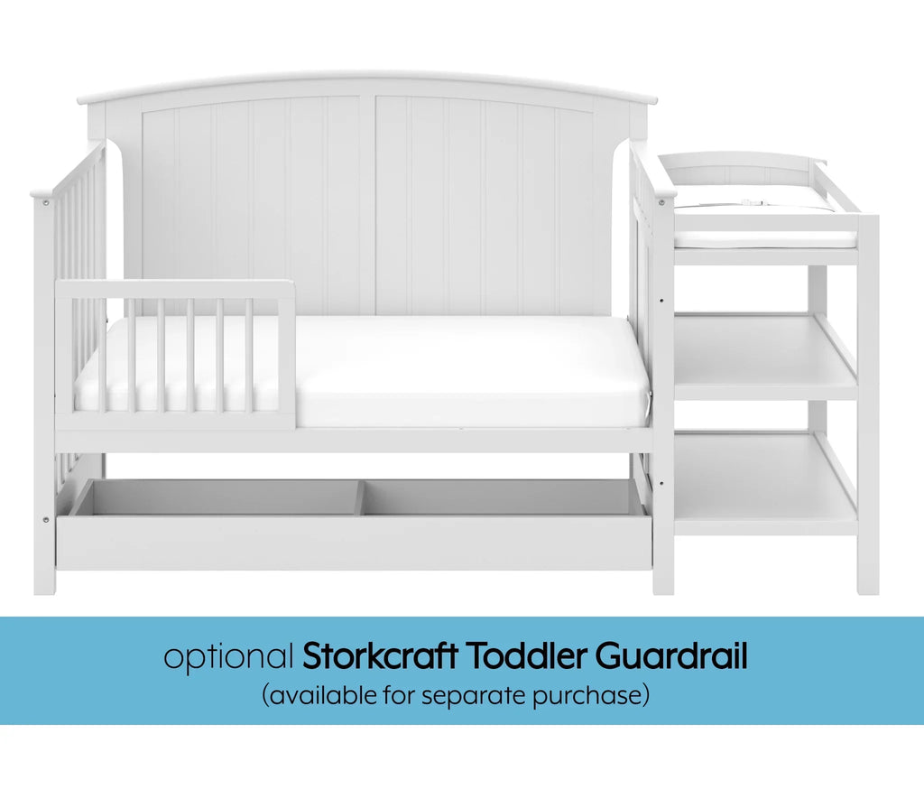 Storkcraft Steveston 5-in-1 Convertible Baby Crib & Changer, White