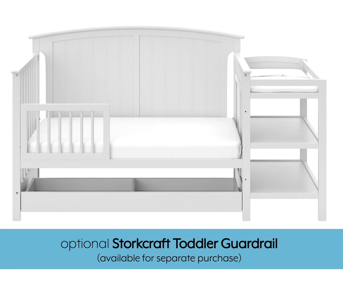 Storkcraft Steveston 5-in-1 Convertible Baby Crib & Changer, White