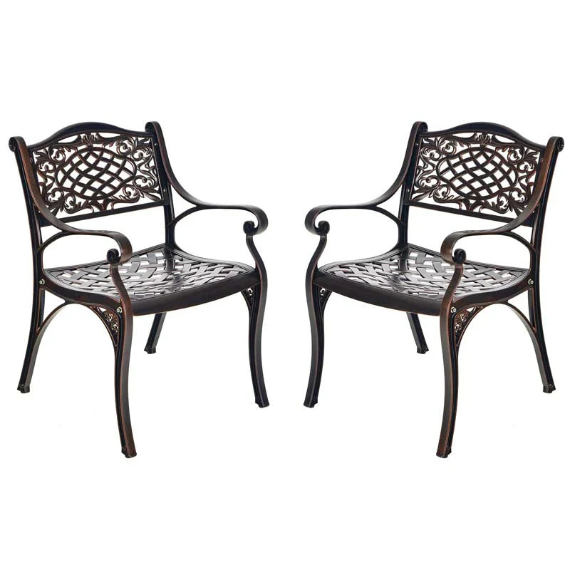 2/4Pcs All-Weather Cast Aluminum Chairs with Armrests & Curved Seats, Outdoor Dining Chairs Patio Bistro Armchairs - image 1