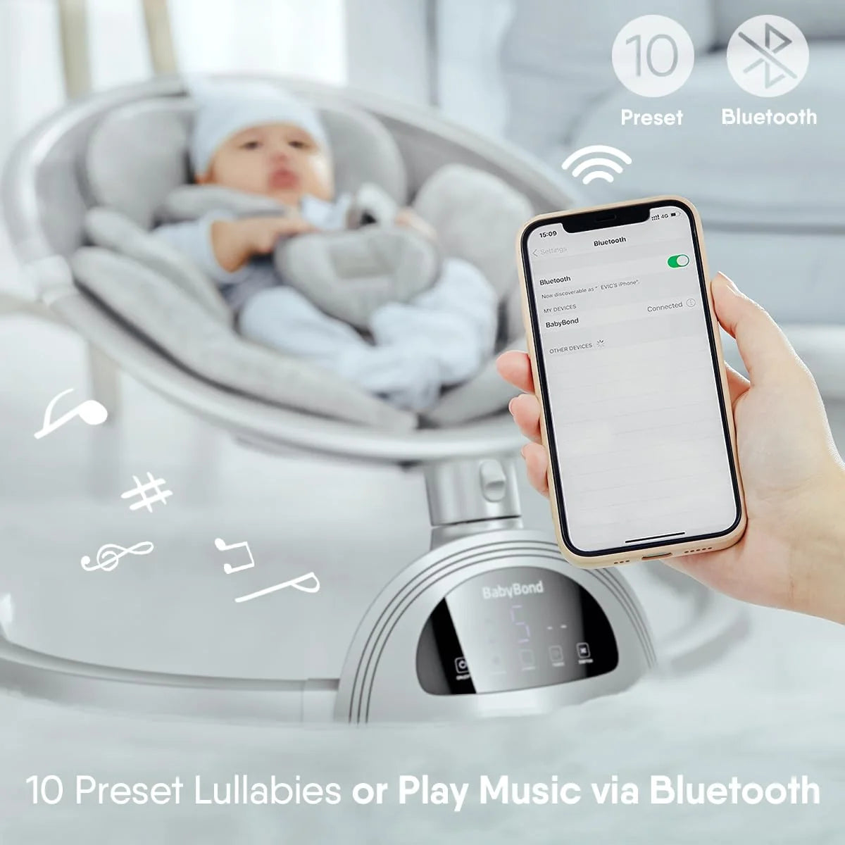 Infants BabyBond Bluetooth Speaker Positions
