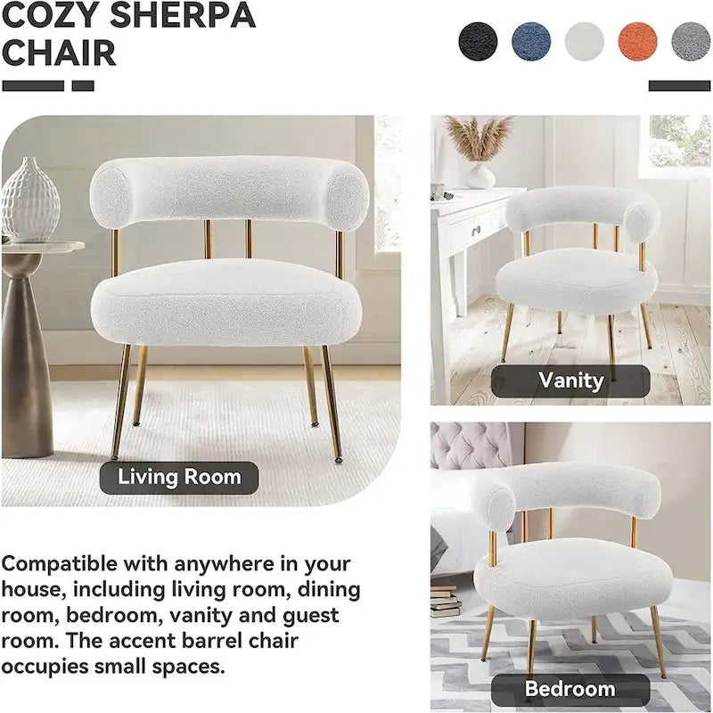 SEYNAR Contemporary Glam Upholstered Open-Back Accent Chair with Gold Legs - image 13