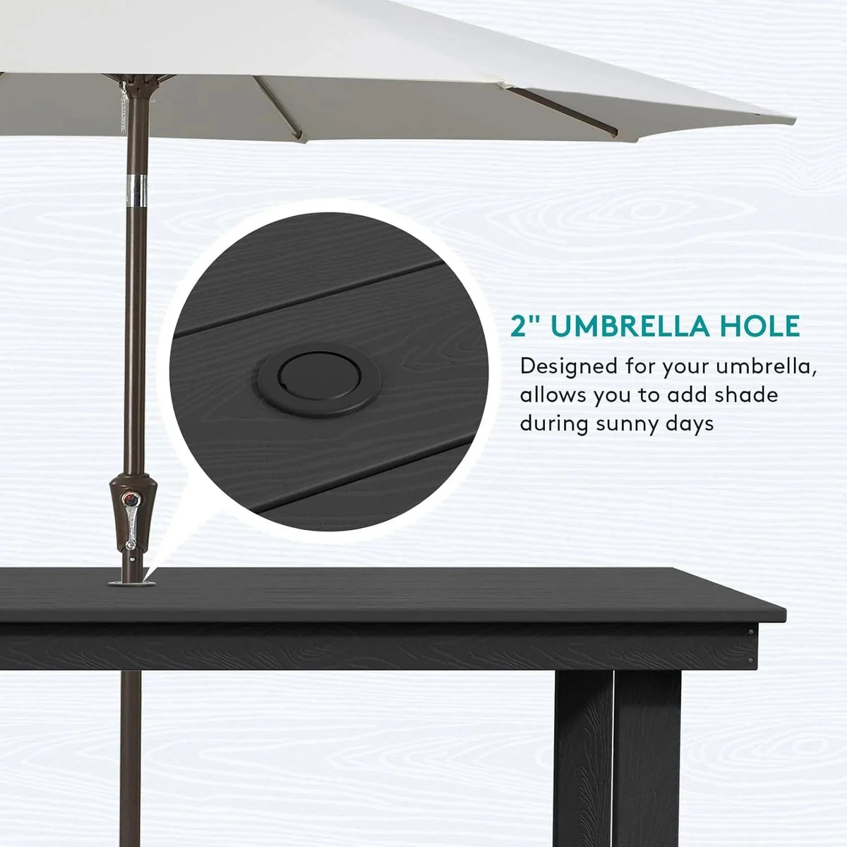 SERWALL 7-Piece Patio Table Set, Outdoor HDPE Dining Furniture with Umbrella Hole, All Weather Table and Chairs for Lawn, Garden, Poolside, Aruba - image 127