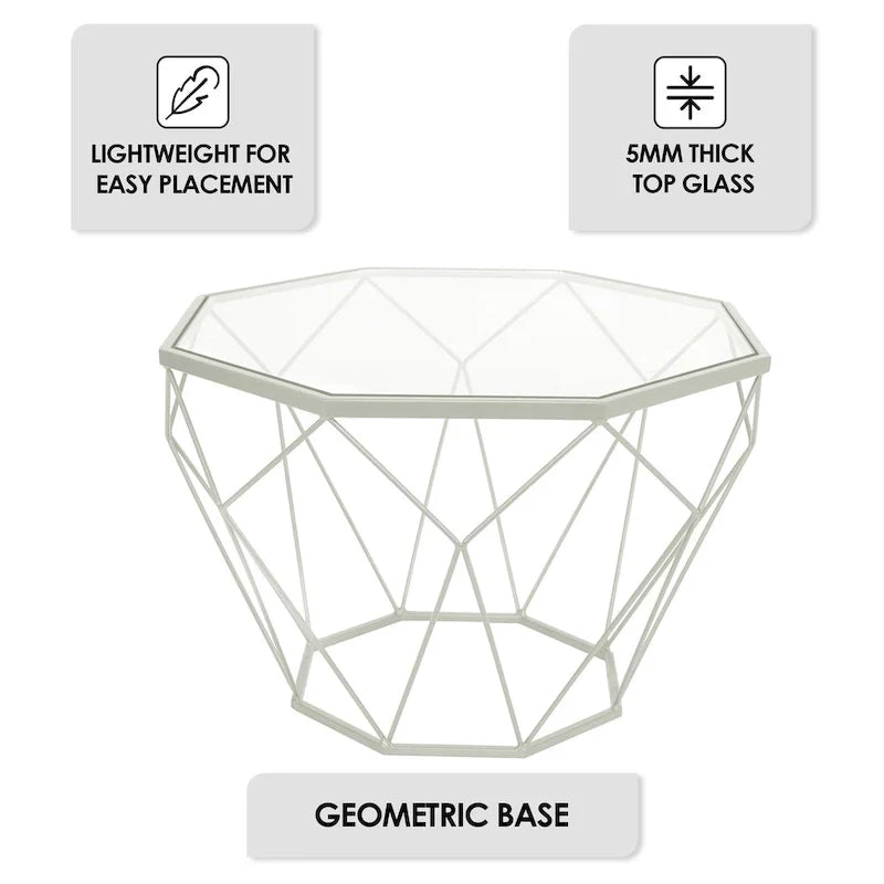 Malibu 22 Modern Octagonal Coffee Table with Tempered Glass Top and Durable Metal Geometric Base for Living Room or Office - image 13