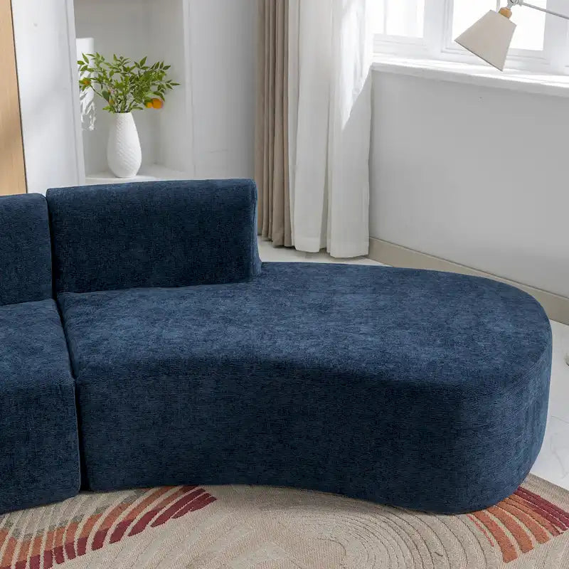 136-Inch Elegant Curved Chenille Sectional Sofa with Three Throw Pillows for Living Room - image 13
