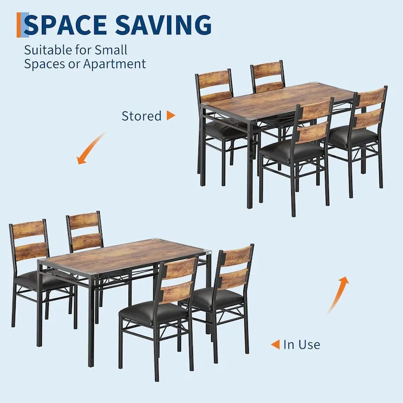 Wooden Dining Table Set with Upholstered Chairs for Kitchen - image 8