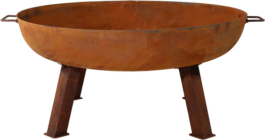 34-Inch Rustic Cast Iron Outdoor Raised Fire Pit Bowl with Handles - Oxidized Finish - image 8
