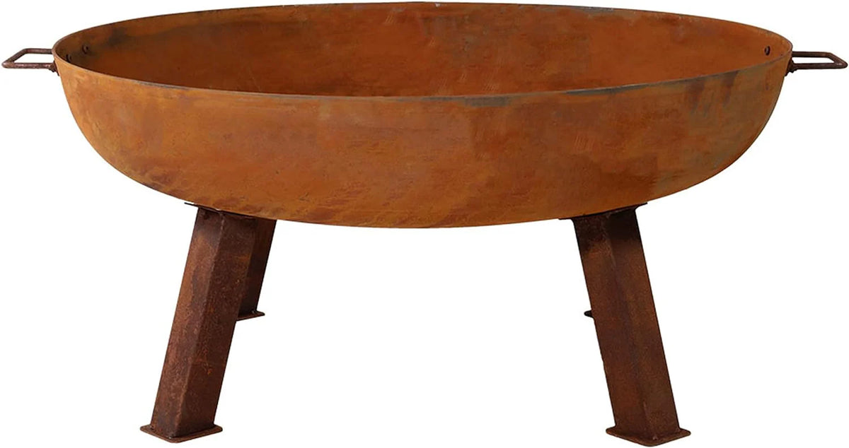 34-Inch Rustic Cast Iron Outdoor Raised Fire Pit Bowl with Handles - Oxidized Finish - image 8