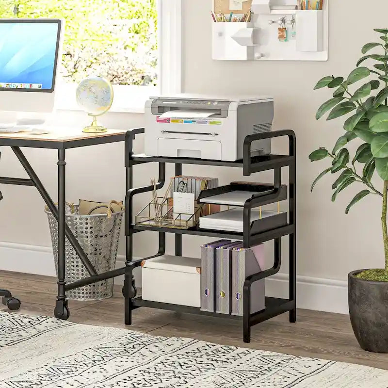 HOMCOM Industrial 3-Tier Printer Stand with Storage - Versatile Metal Rack for Home Office - image 13