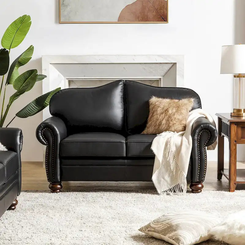 Angel Transitional Genuine Leather Sofa with Tufted Backrest by HULALA HOME - image 4