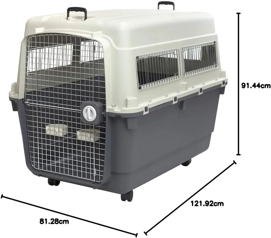 Designs Plastic Kennels Rolling Plastic Airline Approved Wire Door Travel Dog Crate, XXX-Large, Gray - image 58