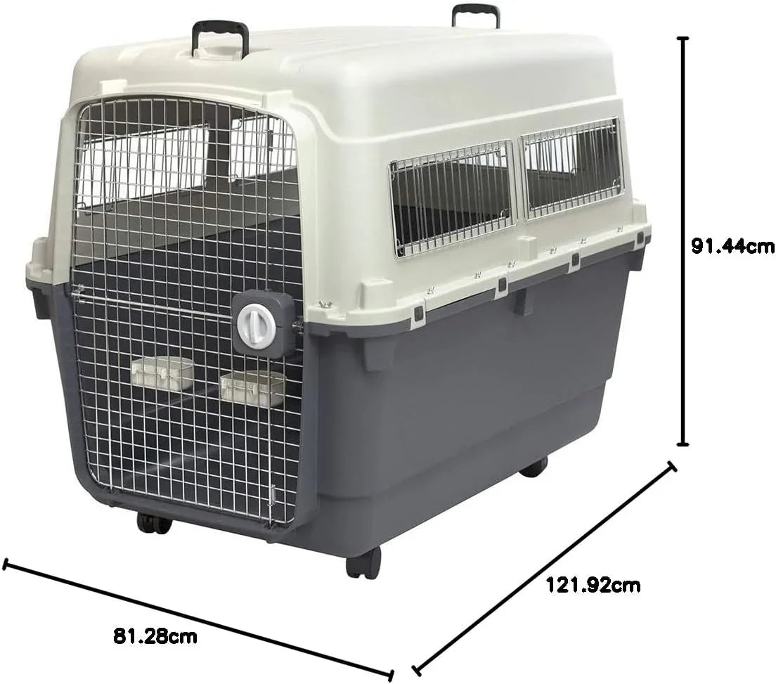 Designs Plastic Kennels Rolling Plastic Airline Approved Wire Door Travel Dog Crate, XXX-Large, Gray - image 58