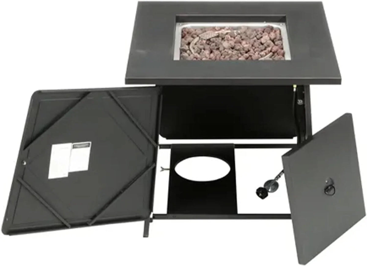 Four Seasons Patio Dual Heat 50,000 BTU Square Gas Fire Pit