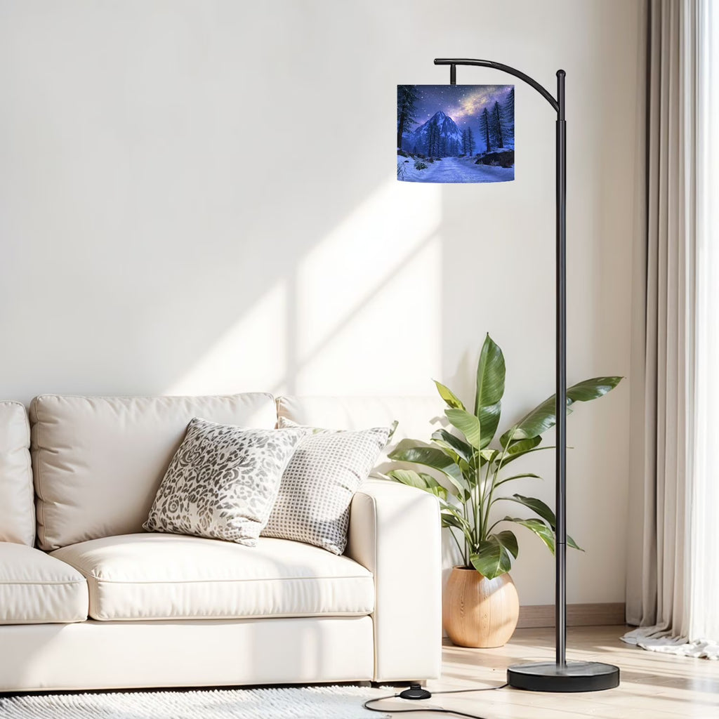 Arc Floor Lamp, 3 Color Temperatures Modern Floor Lamps Fall Autumn Maple Tree Forest Adjustable Tall Standing Reading Lamp with Linen Texture Shade - image 14