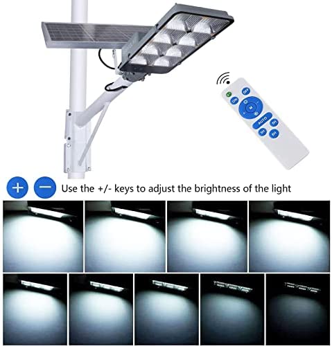 450W Solar Street Flood Lights Outdoor Lamp with Remote Control Dusk to Dawn Security Lighting for Yard Garden Gutter Basketball Court Arena Lawn lm - image 4