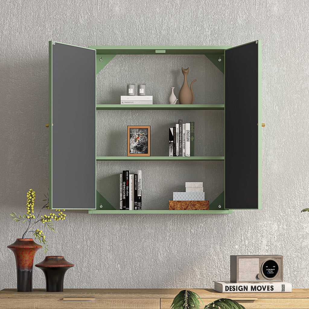 27.56"Modern Wall Cabinet with Glass Doors, Bathroom Cabinet with Featuring Three-tier Storage for Entryway Living Room, Bathroom or Dining Room - image 31