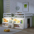 Kids Twin Size Loft Bed with LED Lights, Stairs & Safety Guardrail, Storage Bookcase and Under-bed Play Space - image 3
