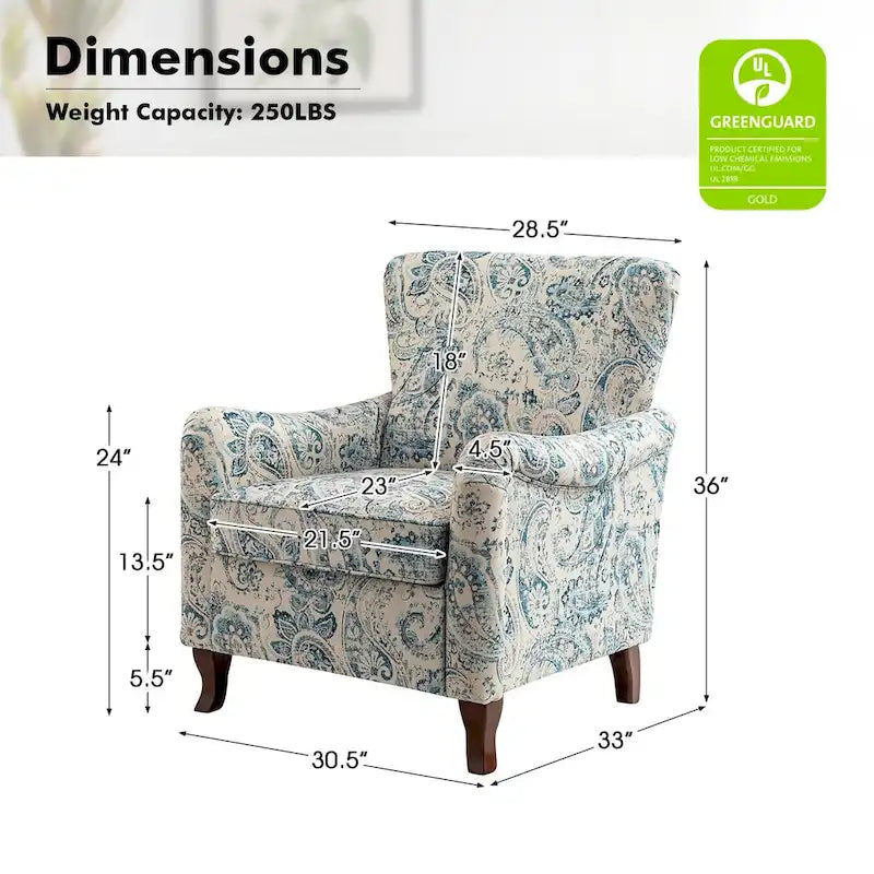 Set of 2 Samouel Contemporary Floral Wingback Armchairs by HULALA HOME - image 28