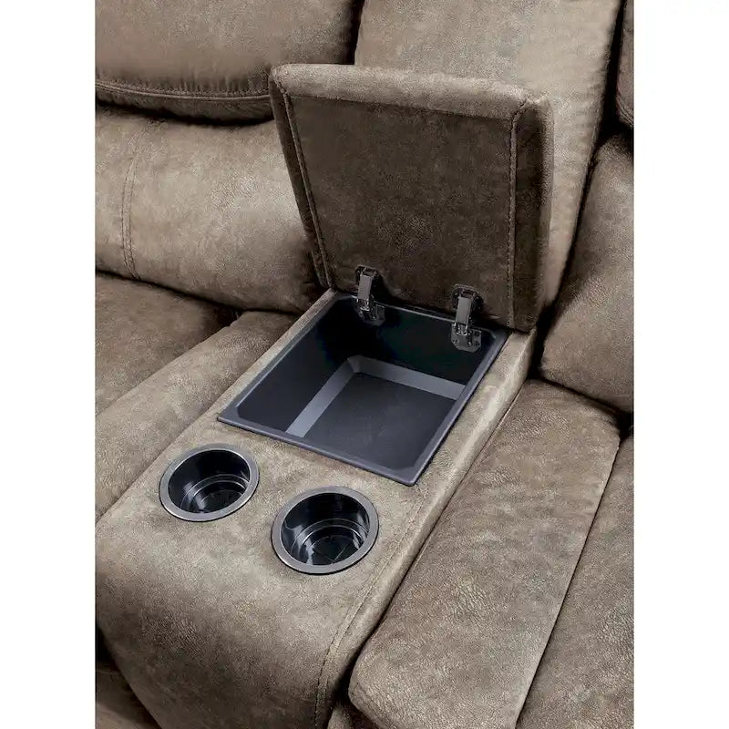 Joe 79-Inch Manual Dual Glider Recliner Loveseat with Console in Brown Microfiber - image 4