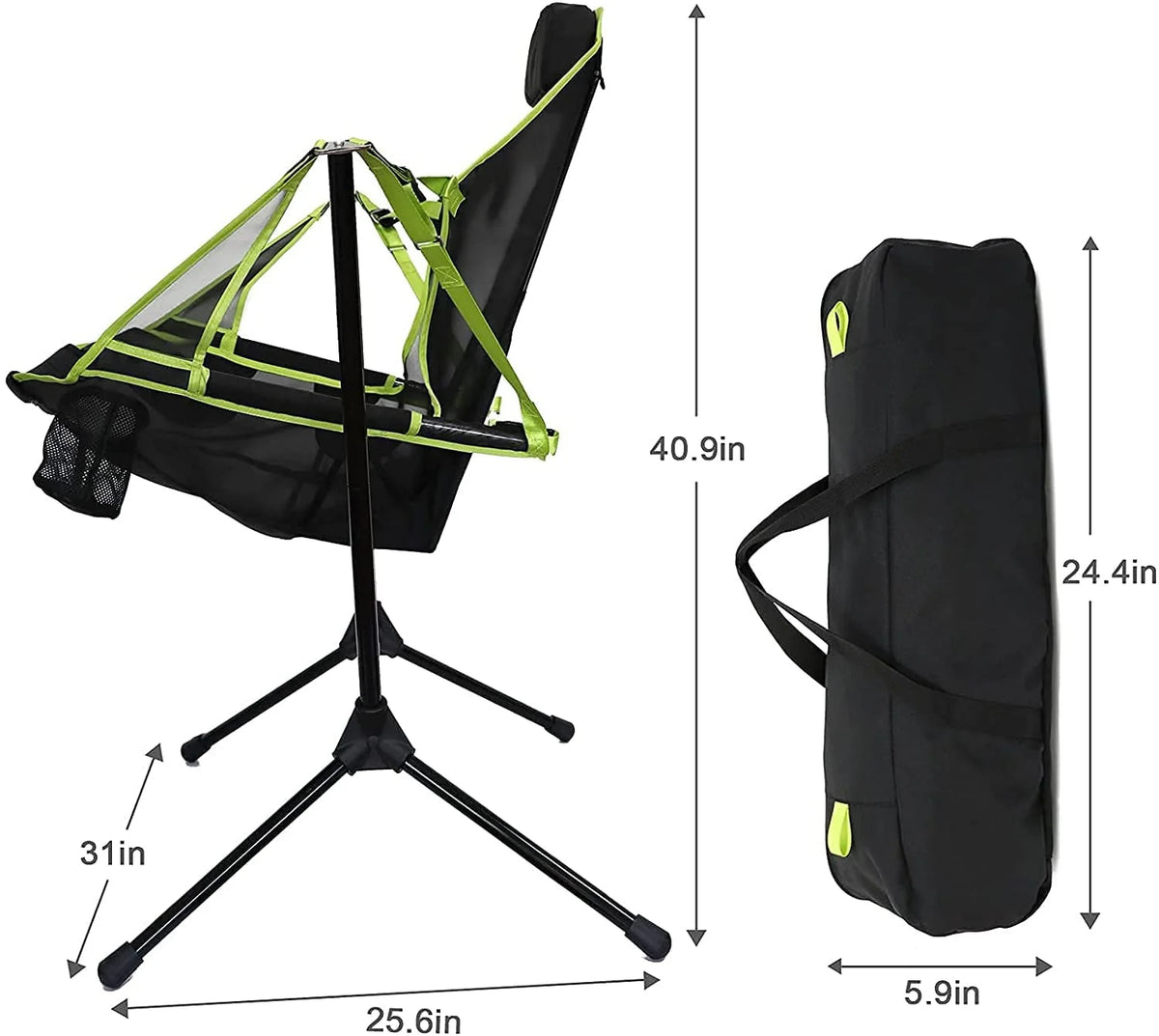 VEANERWOOD Hammock Camping Chair Folding Rocking Chair with Pocket Steel Heavy Duty Portable Camping Chair with High Back Out
