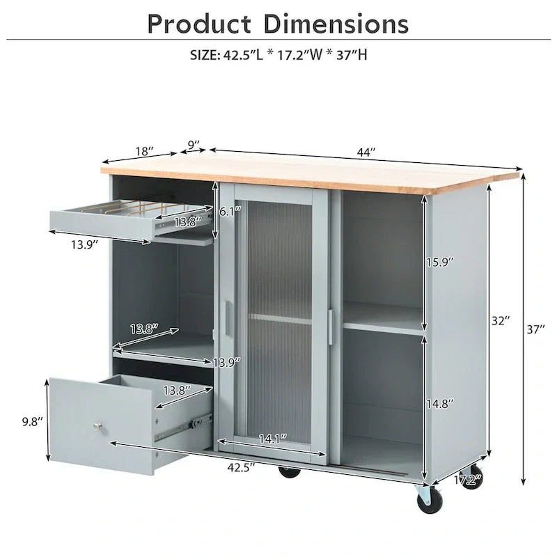 Merax Spacious Kitchen Island Cart with Adjustable Shelf and Dual Drawers - image 10