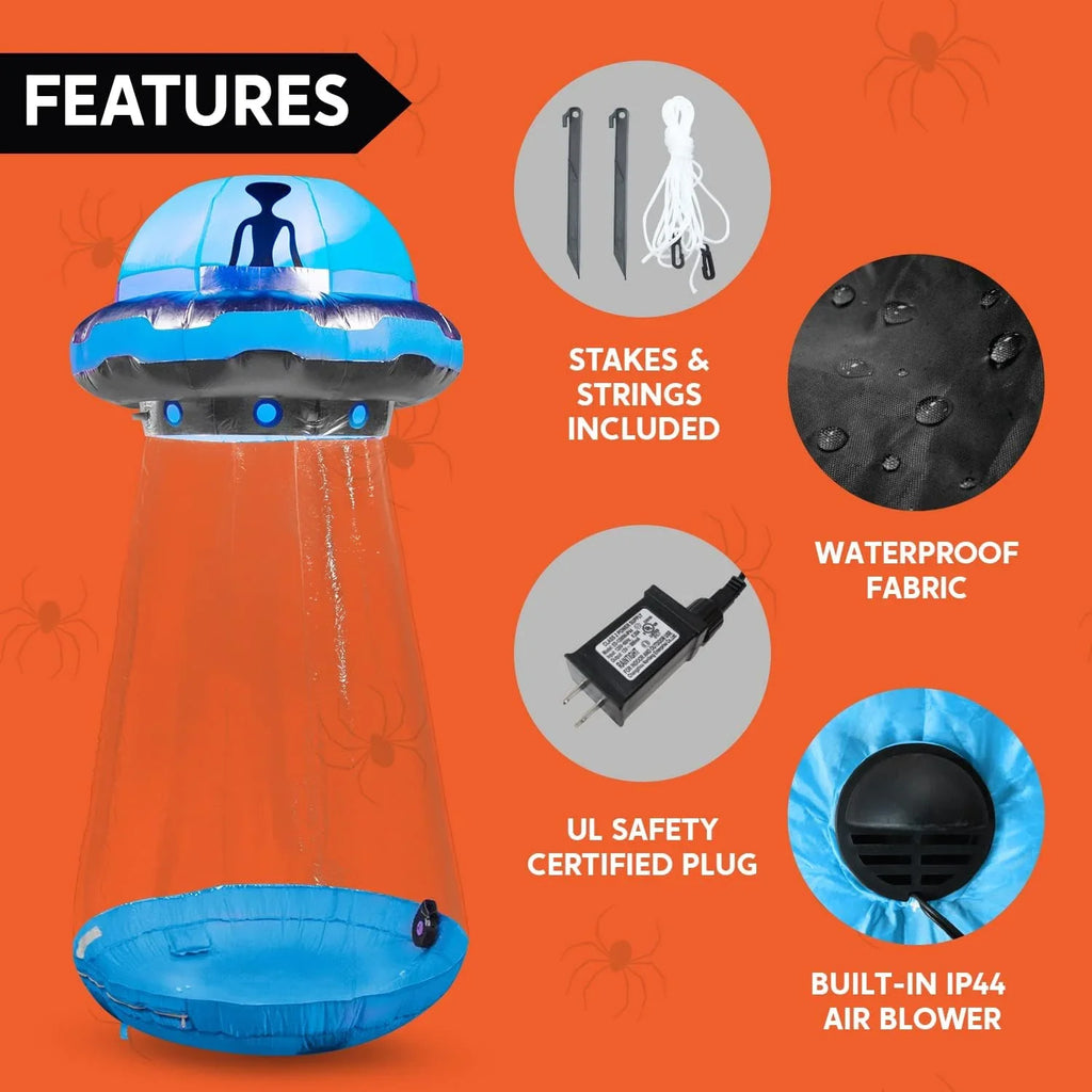 9ft Tall Halloween Inflatable UFO Yard Decoration