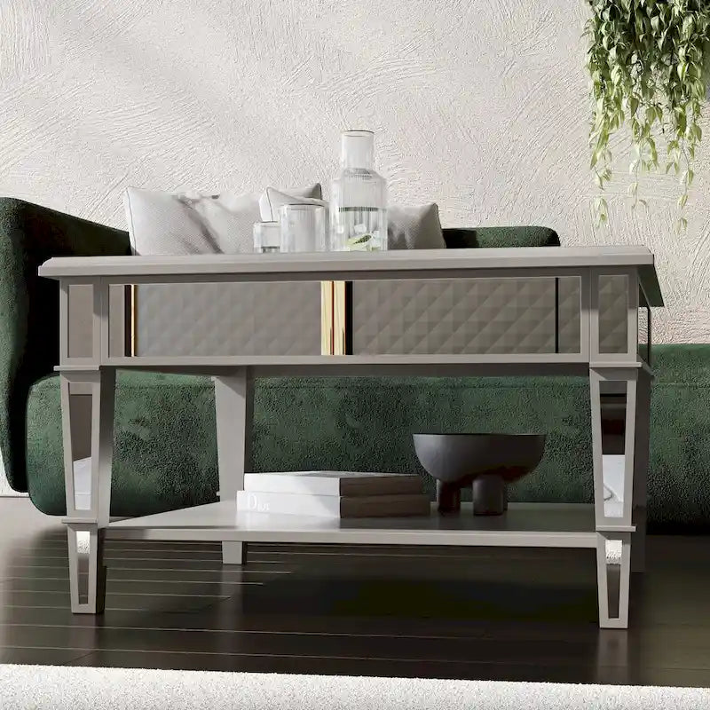SEI Furniture Wheaton Square Coffee Table with Shelf and Mirror Finish - image 2