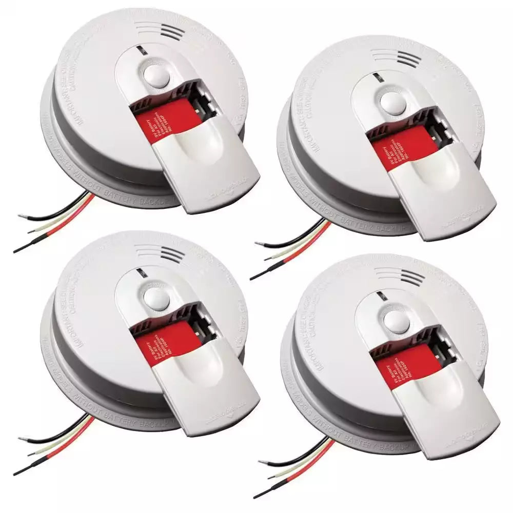 i4618 4-Pack Hardwired Smoke Alarm with Ionization Sensor, 120V AC, 9V Battery Backup - image 2
