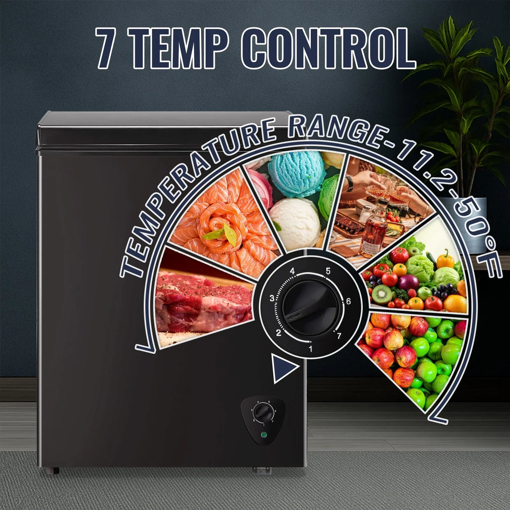 JIEJIA Compact Freezer 3.5 cu ft Environmental Chest Freezer, Mini Freezer with 7 Gear Adjustable Temperature, Removable Storage Basket, Energy Saving, White - image 13