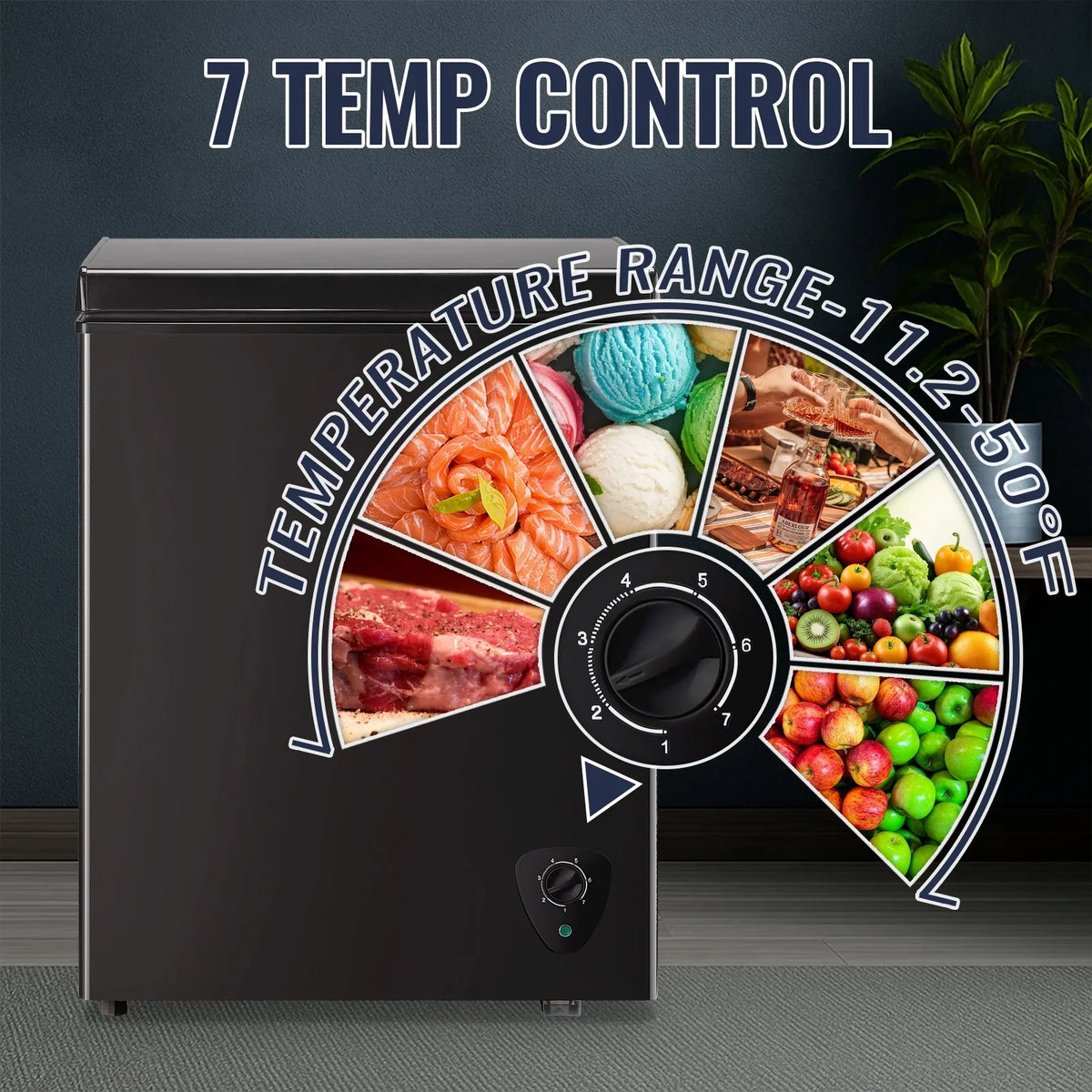 JIEJIA Compact Freezer 3.5 cu ft Environmental Chest Freezer, Mini Freezer with 7 Gear Adjustable Temperature, Removable Storage Basket, Energy Saving, White - image 13