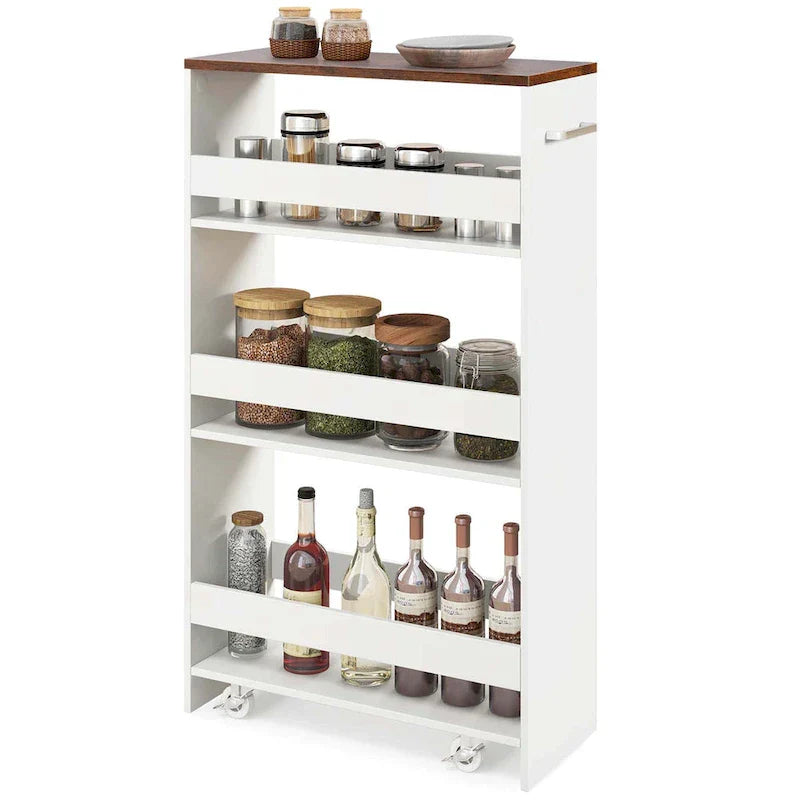 Costway 4-Tier Slim Rolling Kitchen Cart with Wheels - 8 Storage Compartments - image 5