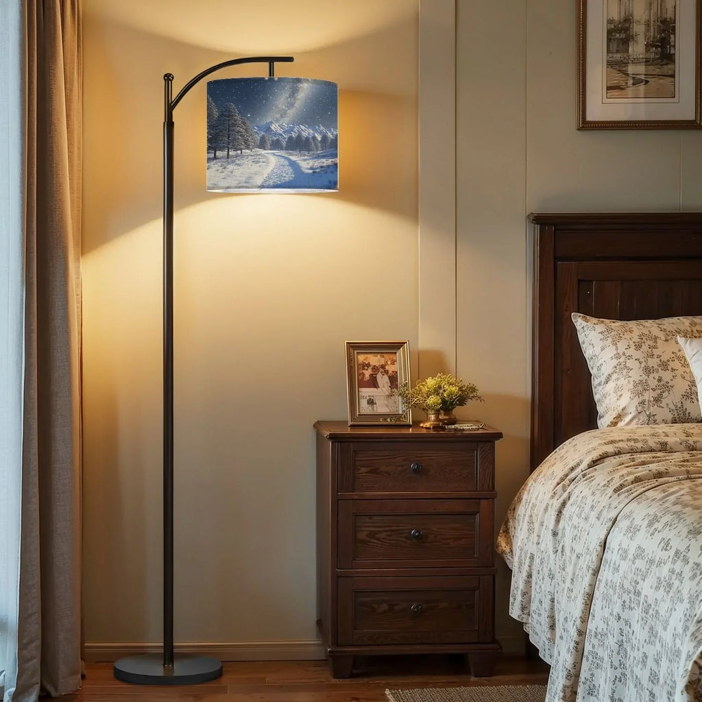 Arc Floor Lamp, 3 Color Temperatures Modern Floor Lamps Fall Autumn Maple Tree Forest Adjustable Tall Standing Reading Lamp with Linen Texture Shade - image 11