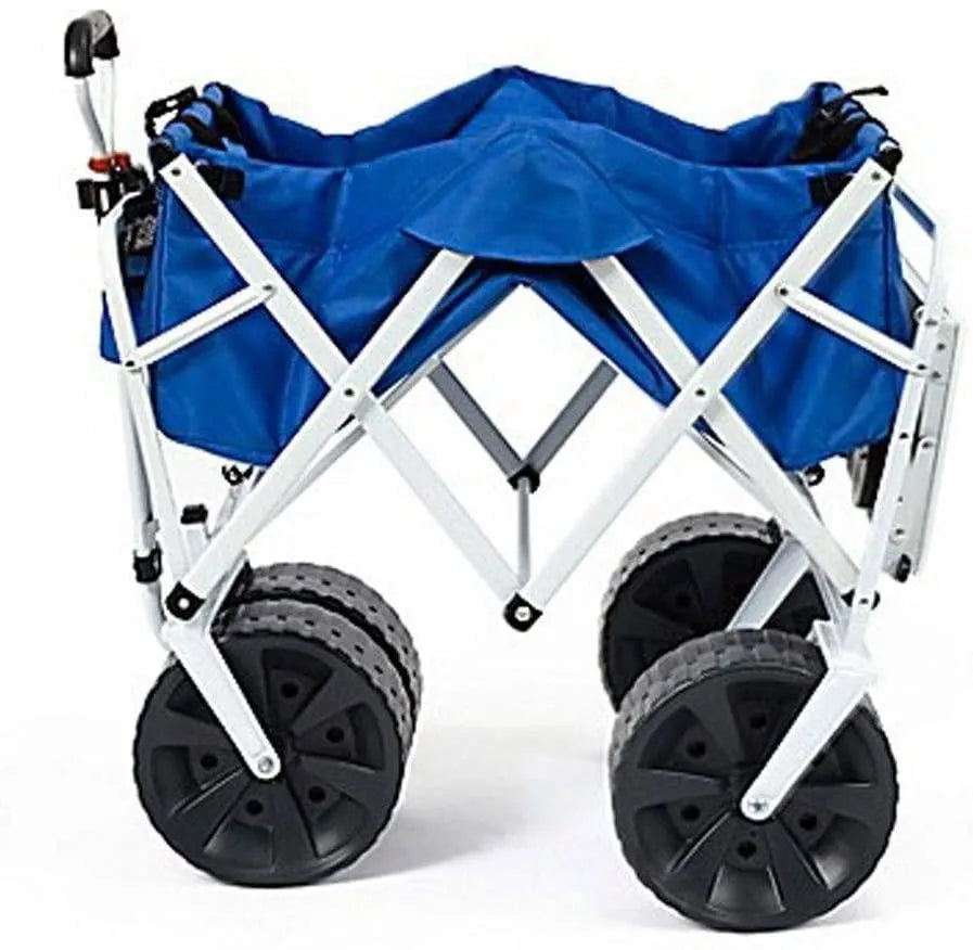 All Terrain Beach Wagon with Side Table|Heavy Duty Collapsible Folding Cart with Large Wheels for Beach Day, Picnic, Camping,