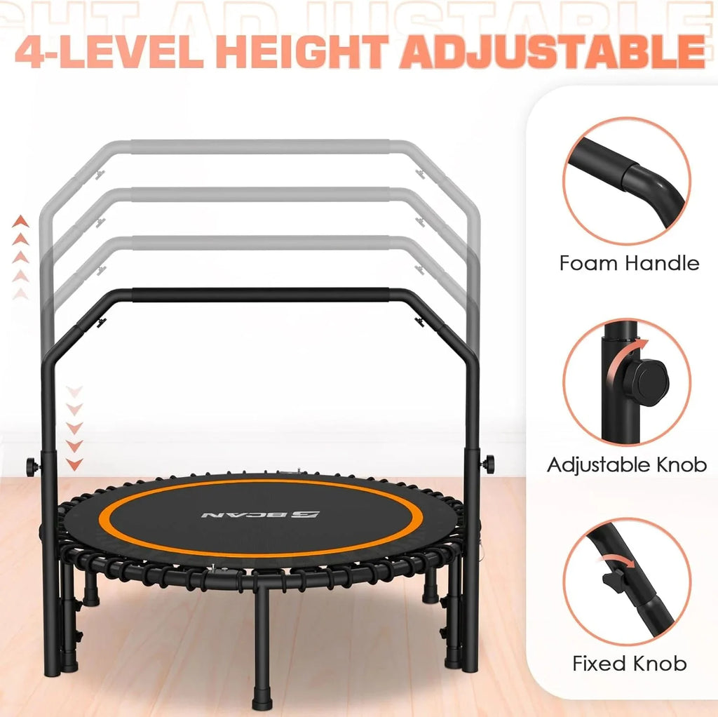 BCAN 450/550 LBS Foldable Mini Trampoline, 40"/48" Fitness Trampoline with Bungees, U Shape Adjustable Foam Handle, Stable & Quiet Exercise Rebounder for Adults Indoor/Outdoor Workout - image 63