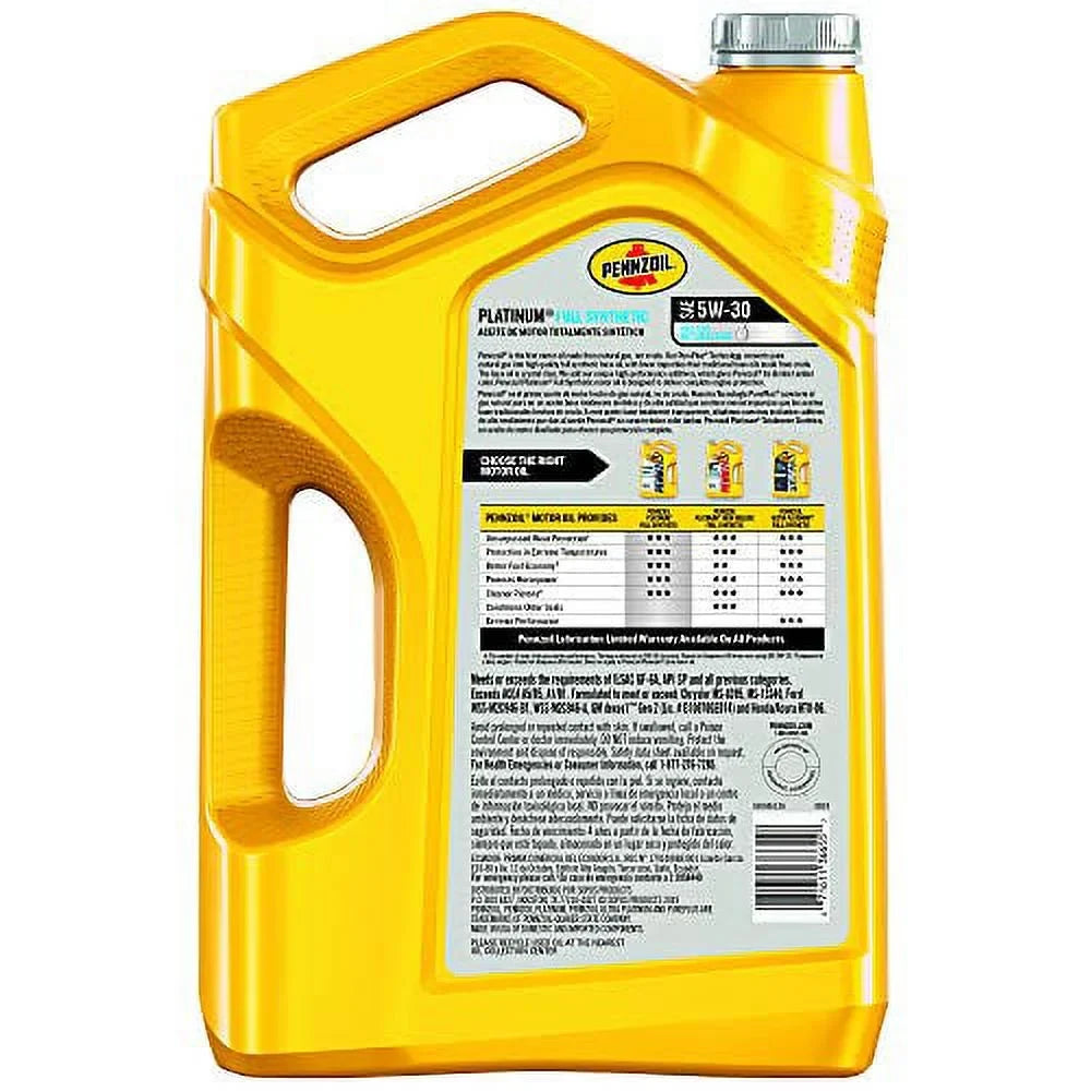 Pennzoil 550046126-3PK Platinum 5 quart 5W-30 Full Synthetic Motor Oil (SN/GF-5 Jug 3pk.) - image 2