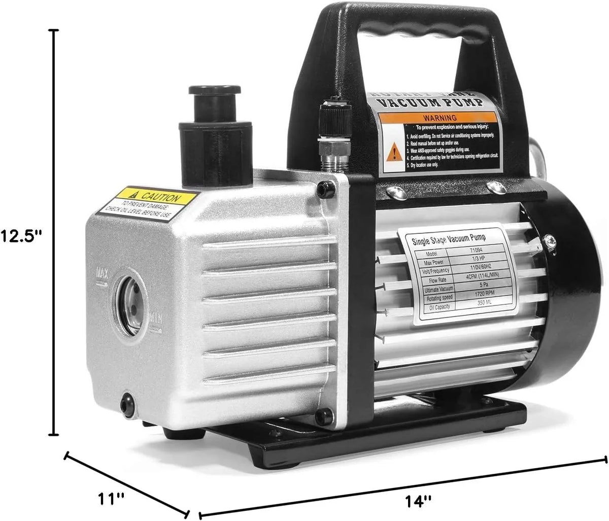 Premium 4CFM Air Vacuum Pump HVAC A/C Refrigeration Kit AC Manifold Gauge Case Set R134a Tap w/Leak Detector and Carrying Tote Bag - image 8